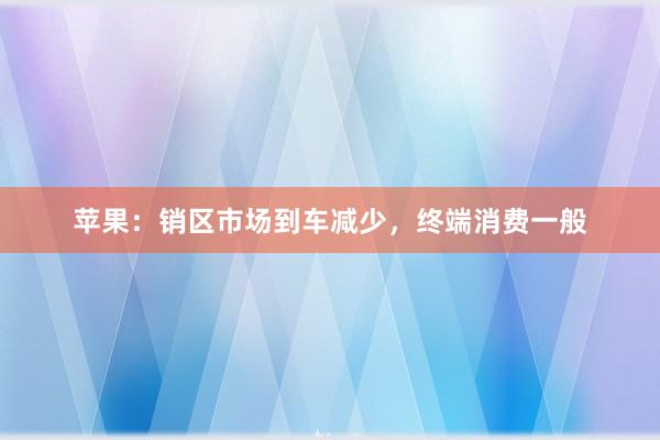 苹果：销区市场到车减少，终端消费一般