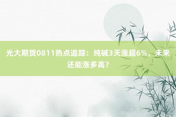 光大期货0811热点追踪：纯碱3天涨超6%，未来还能涨多高？