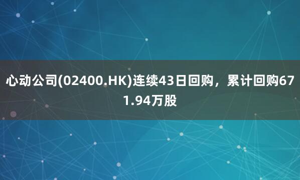 心动公司(02400.HK)连续43日回购，累计回购671.94万股