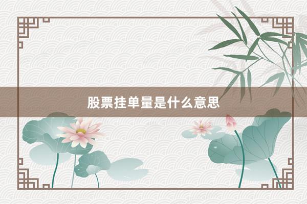 股票挂单量是什么意思