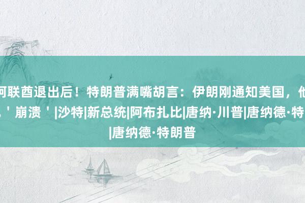 阿联酋退出后！特朗普满嘴胡言：伊朗刚通知美国，他们已＇崩溃＇|沙特|新总统|阿布扎比|唐纳·川普|唐纳德·特朗普