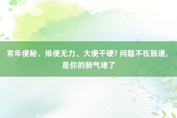 常年便秘、排便无力、大便干硬? 问题不在肠道, 是你的肺气堵了