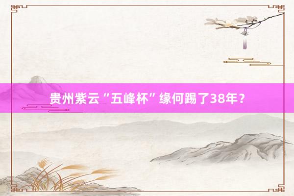 贵州紫云“五峰杯”缘何踢了38年？