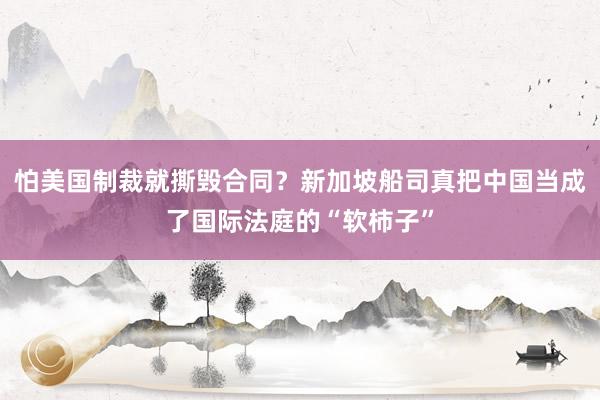 怕美国制裁就撕毁合同？新加坡船司真把中国当成了国际法庭的“软柿子”