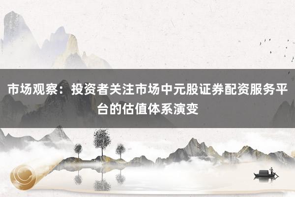 市场观察：投资者关注市场中元股证券配资服务平台的估值体系演变