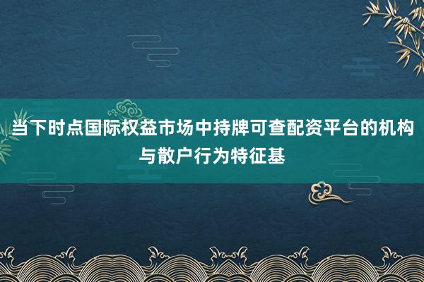 当下时点国际权益市场中持牌可查配资平台的机构与散户行为特征基