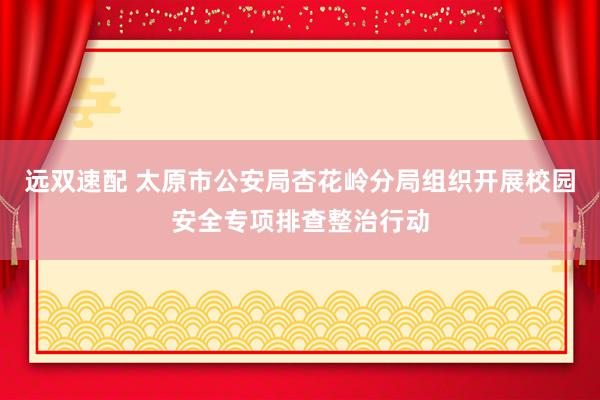 远双速配 太原市公安局杏花岭分局组织开展校园安全专项排查整治行动