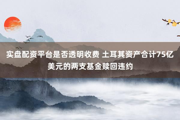 实盘配资平台是否透明收费 土耳其资产合计75亿美元的两支基金赎回违约