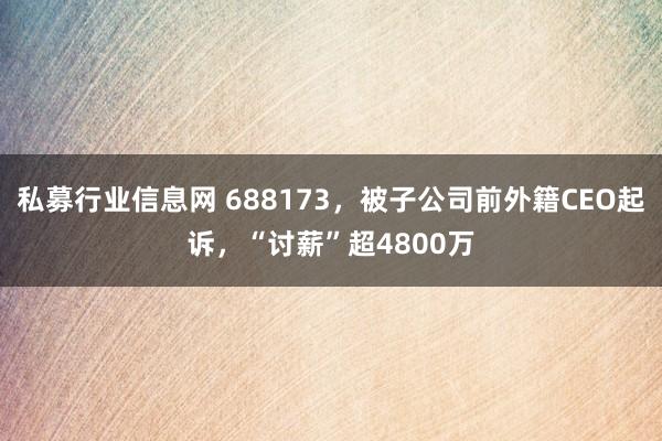 私募行业信息网 688173，被子公司前外籍CEO起诉，“讨薪”超4800万