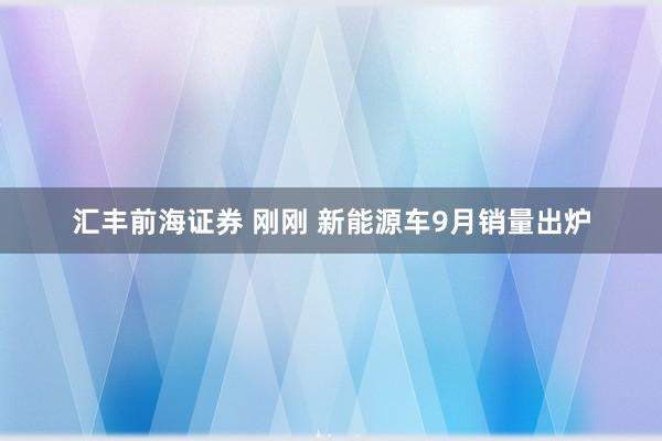 汇丰前海证券 刚刚 新能源车9月销量出炉