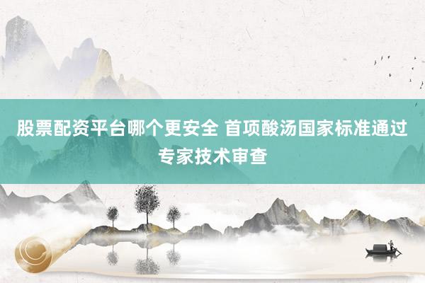 股票配资平台哪个更安全 首项酸汤国家标准通过专家技术审查