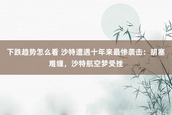 下跌趋势怎么看 沙特遭遇十年来最惨袭击：胡塞难缠，沙特航空梦受挫