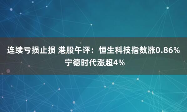 连续亏损止损 港股午评：恒生科技指数涨0.86% 宁德时代涨超4%